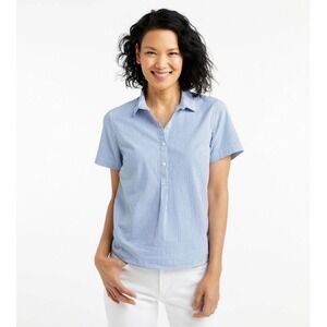 New Women's L.L. Bean Vacationland L‎ Seersucker Shirt, Short-Sleeve Stripe